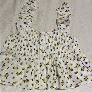 J. Crew White and Yellow Floral Blouse